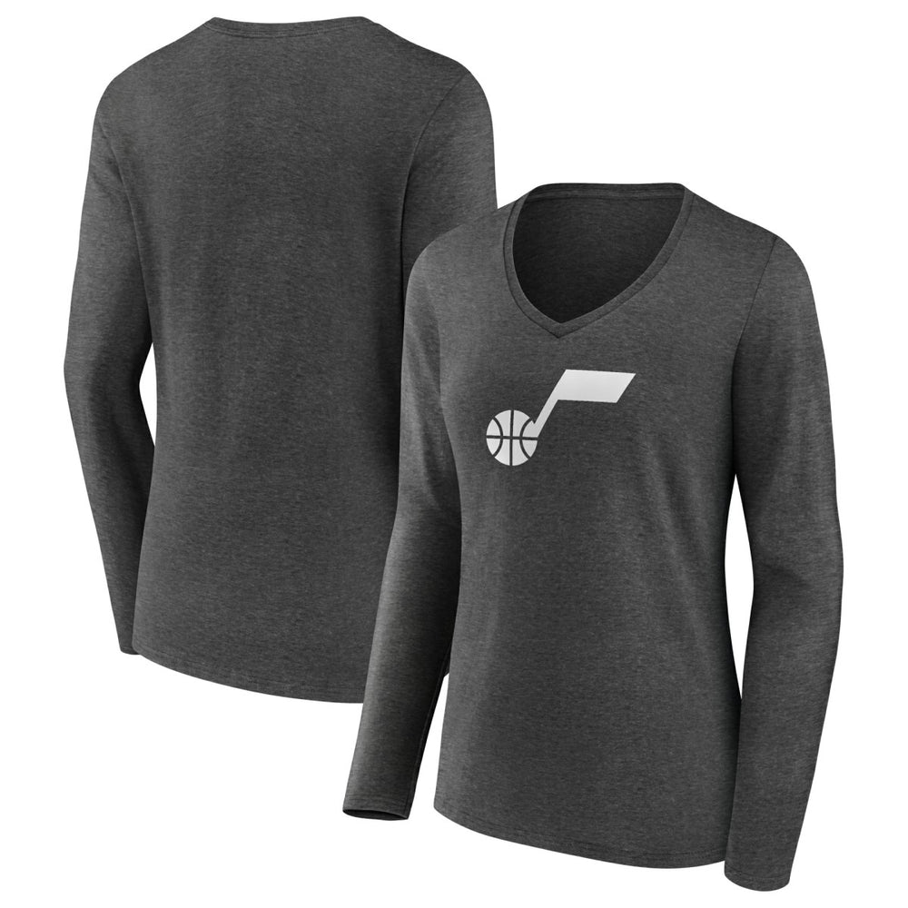 Utah Jazz Women's Alternate Logo V-Neck Long Sleeve T-Shirt New