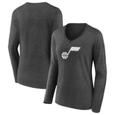 Utah Jazz Women's Alternate Logo V-Neck Long Sleeve T-Shirt New