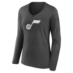 Utah Jazz Women's Alternate Logo V-Neck Long Sleeve T-Shirt New