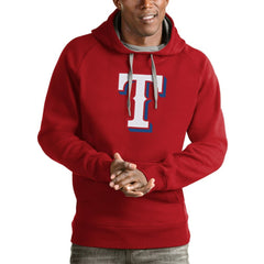 Texas Rangers Antigua Victory Pullover Team Logo Hoodie | MLB Discount