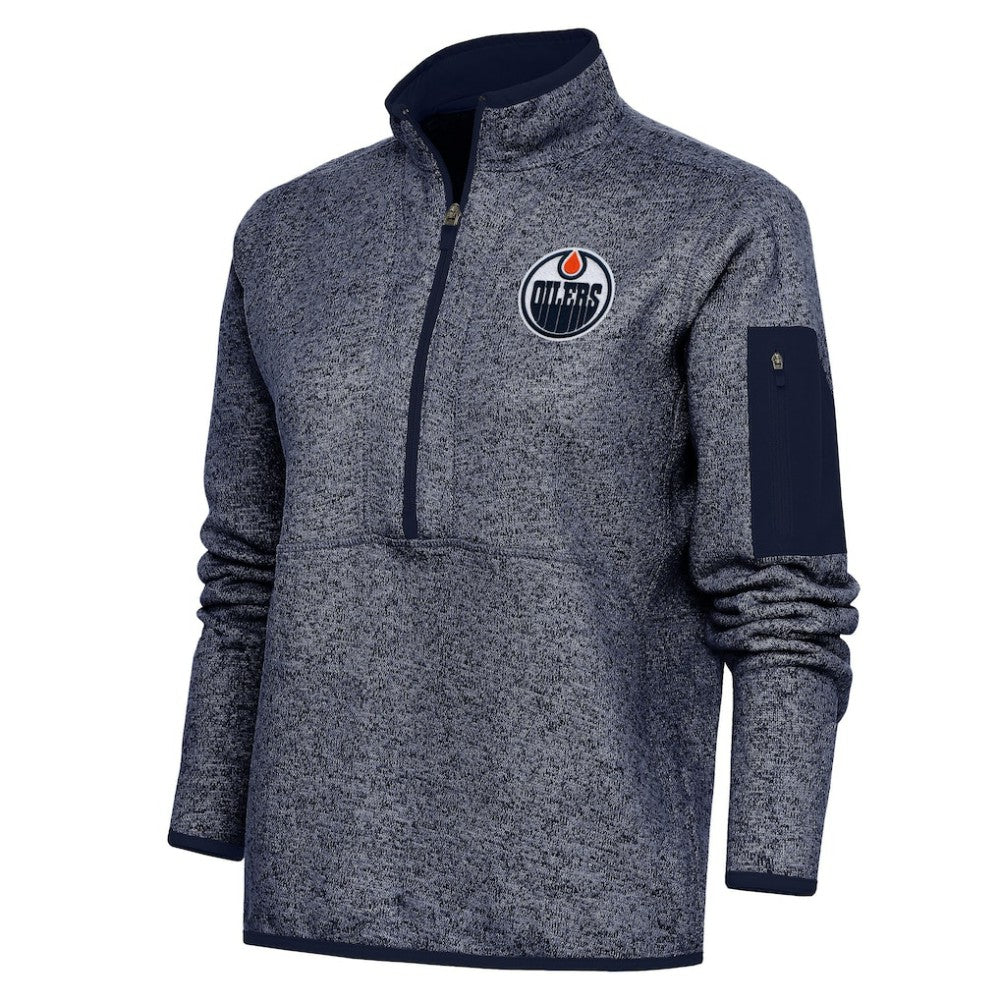 Edmonton Oilers Antigua Women's Team Logo Fortune Quarter-Zip Jacket Online