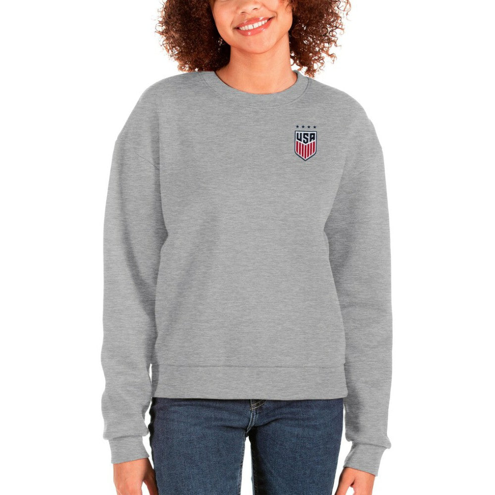 USWNT Antigua Women's Victory Crewneck Pullover Sweatshirt Gray
