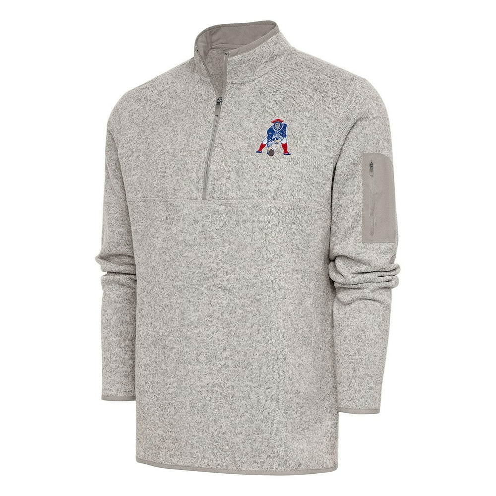 New England Patriots Antigua Throwback Fortune Quarter-Zip Pullover Jacket