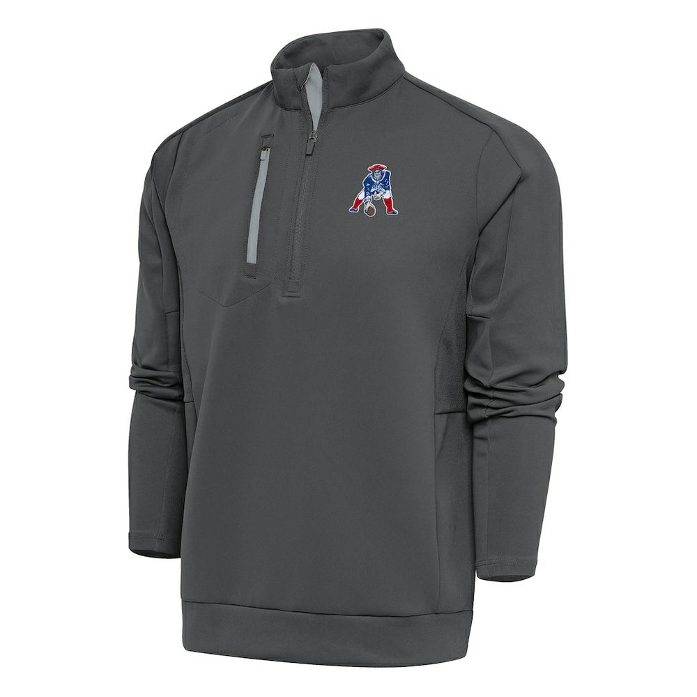 New England Patriots New Era Antigua Team Logo Throwback Generation Quarter-Zip Pullover Top