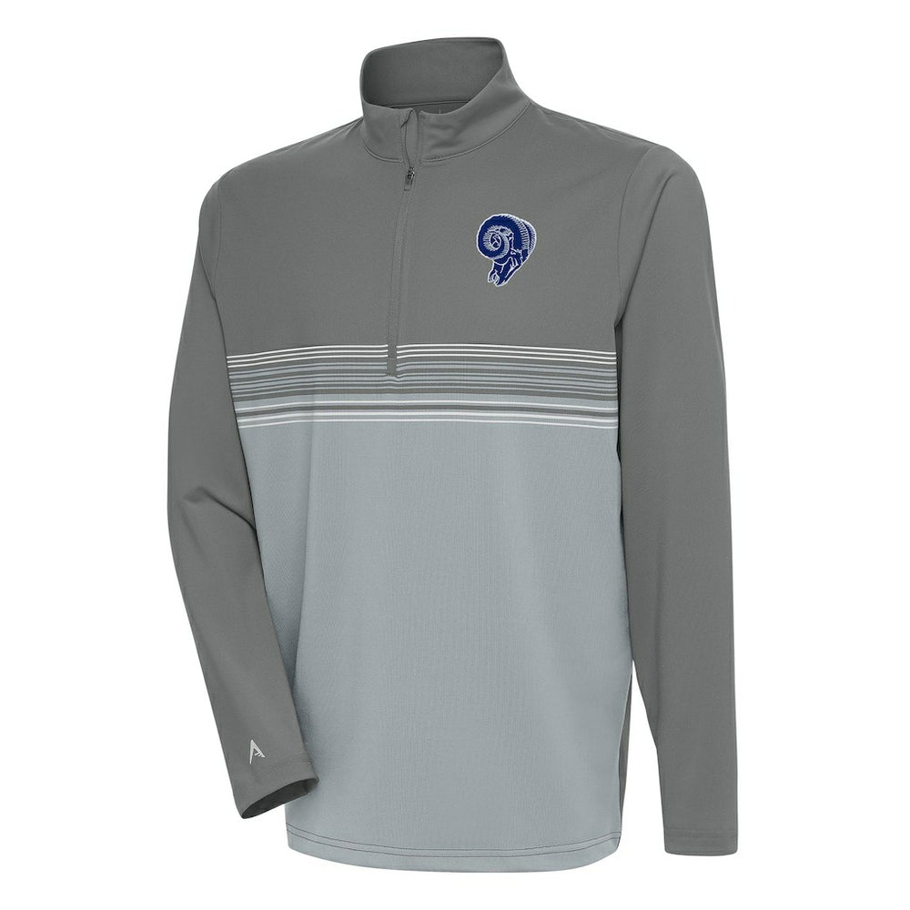 Los Angeles Rams Antigua Team Logo Throwback Pace Quarter-Zip Pullover Top
