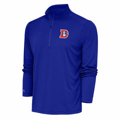 Denver Broncos Antigua Team Logo Throwback Tribute Quarter-Zip Pullover Top
