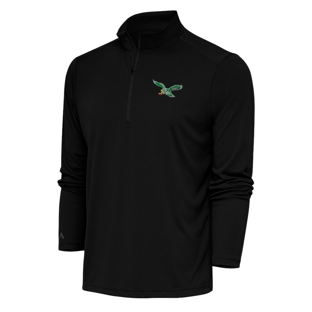 Philadelphia Eagles Antigua Team Logo Throwback Tribute Quarter-Zip Pullover Top