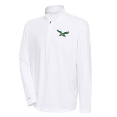 Philadelphia Eagles Antigua Team Logo Throwback Tribute Quarter-Zip Pullover Top