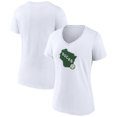 Milwaukee Bucks Women's Alternate Logo V-Neck T-Shirt On Sale