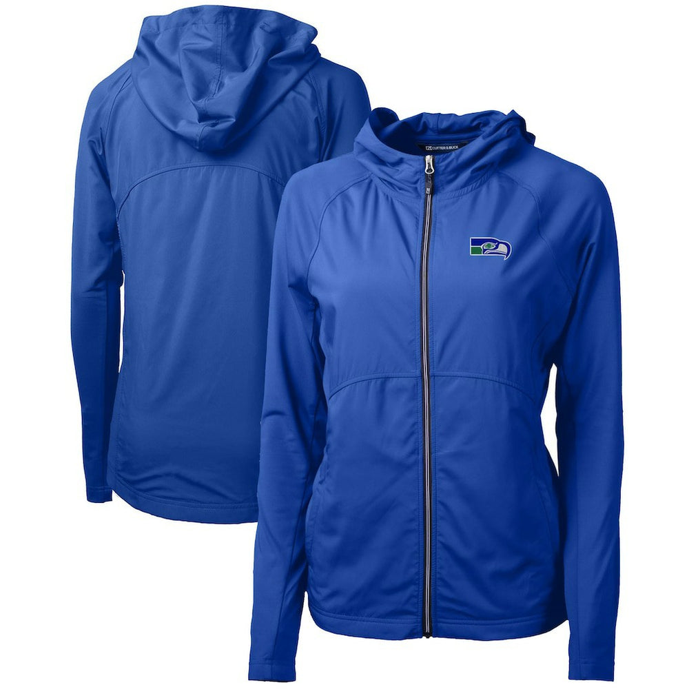 Seattle Seahawks Cutter & Buck Women's Throwback Logo Adapt Eco Knit Hybrid Recycled Full-Zip Hoodie