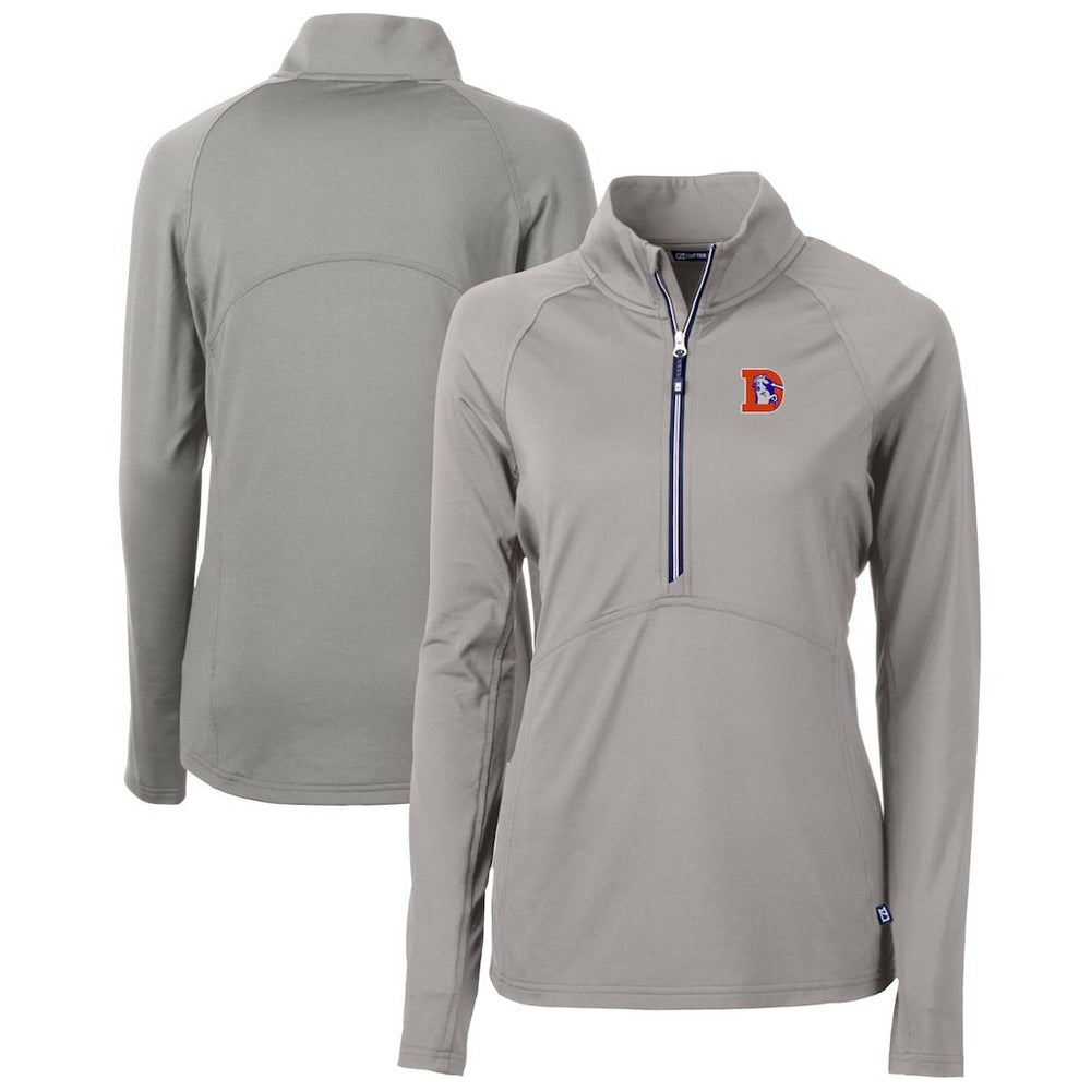 Denver Broncos Cutter & Buck Women's Throwback Logo Adapt Eco Knit Stretch Recycled Half-Zip Pullover Top