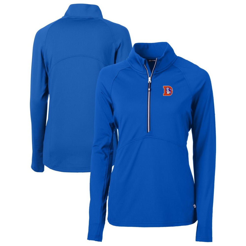 Denver Broncos Cutter & Buck Women's Throwback Logo Adapt Eco Knit Stretch Recycled Half-Zip Pullover Top