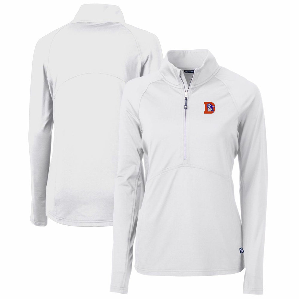 Denver Broncos Cutter & Buck Women's Throwback Logo Adapt Eco Knit Stretch Recycled Half-Zip Pullover Top