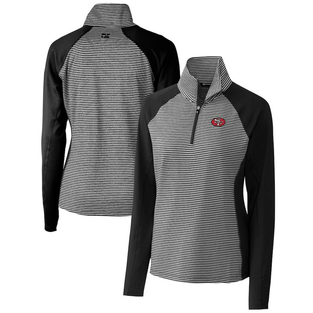 San Francisco 49ers Cutter & Buck Women's Throwback Logo Forge Tonal Stripe Stretch Half-Zip Pullover Top