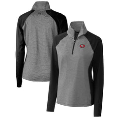 San Francisco 49ers Cutter & Buck Women's Throwback Logo Forge Tonal Stripe Stretch Half-Zip Pullover Top