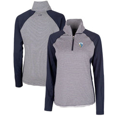 Los Angeles Chargers Cutter & Buck Women's Throwback Logo Forge Tonal Stripe Stretch Half-Zip Pullover Top