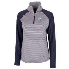Los Angeles Chargers Cutter & Buck Women's Throwback Logo Forge Tonal Stripe Stretch Half-Zip Pullover Top