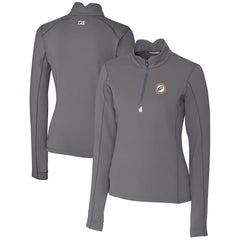 Miami Dolphins Cutter & Buck Women's Throwback Logo Traverse Stretch Quarter-Zip Pullover Top