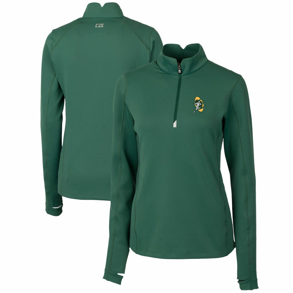 Green Bay Packers Cutter & Buck Women's Throwback Logo Traverse Stretch Quarter-Zip Pullover Top