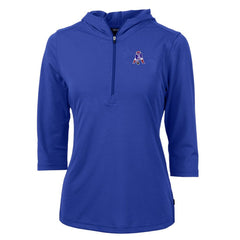New England Patriots Cutter & Buck Women's Throwback Logo Virtue Eco Pique 3/4 Sleeve Half-Zip Pullover Hoodie
