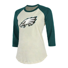 Philadelphia Eagles Jalen Hurts Majestic Threads Women's Player Raglan Name & Number Fitted 3/4-Sleeve T-Shirt