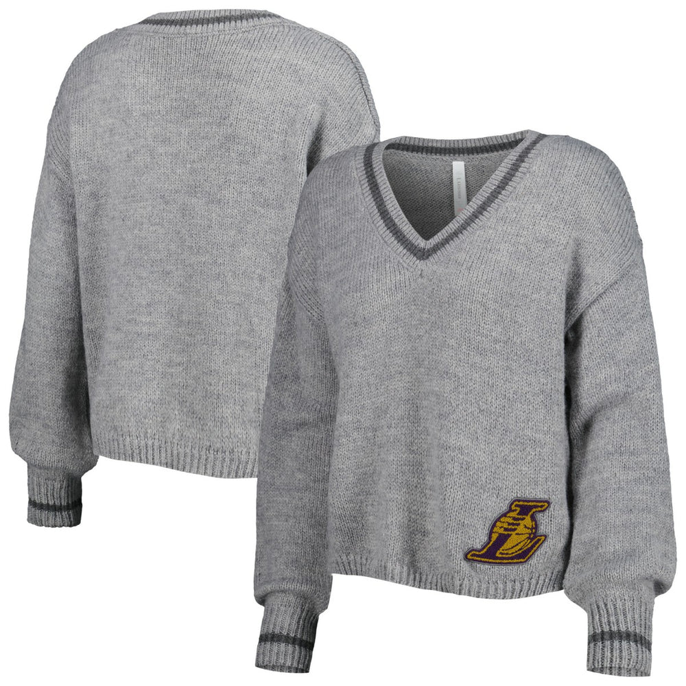 Los Angeles Lakers Lusso Women's Scarletts Lantern Sleeve Tri-Blend V-Neck Pullover Sweater On Sale