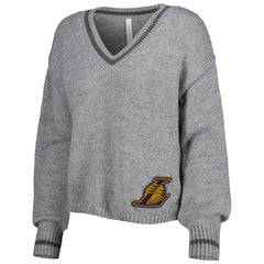 Los Angeles Lakers Lusso Women's Scarletts Lantern Sleeve Tri-Blend V-Neck Pullover Sweater On Sale