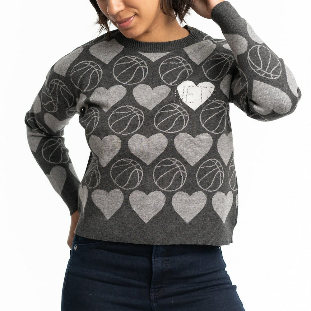Brooklyn Nets Lusso Women's Basketball Love Swarovski Crystal Intarsia Pullover Sweater Online