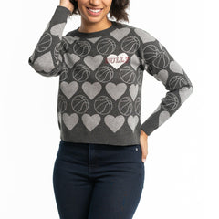 Chicago Bulls Lusso Women's Basketball Love Swarovski Crystal Intarsia Pullover Sweater sale Discount