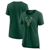 Milwaukee Bucks Women's Distressed Logo Tri-Blend T-Shirt Outlet