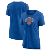 New York Knicks Women's Distressed Logo Tri-Blend T-Shirt Outlet