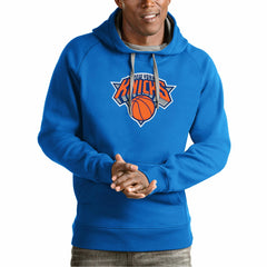 New York Knicks Antigua Team Logo Victory Pullover Hoodie On Sale
