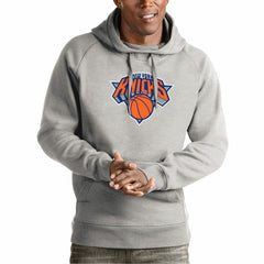 New York Knicks Antigua Team Logo Victory Pullover Hoodie For Sale