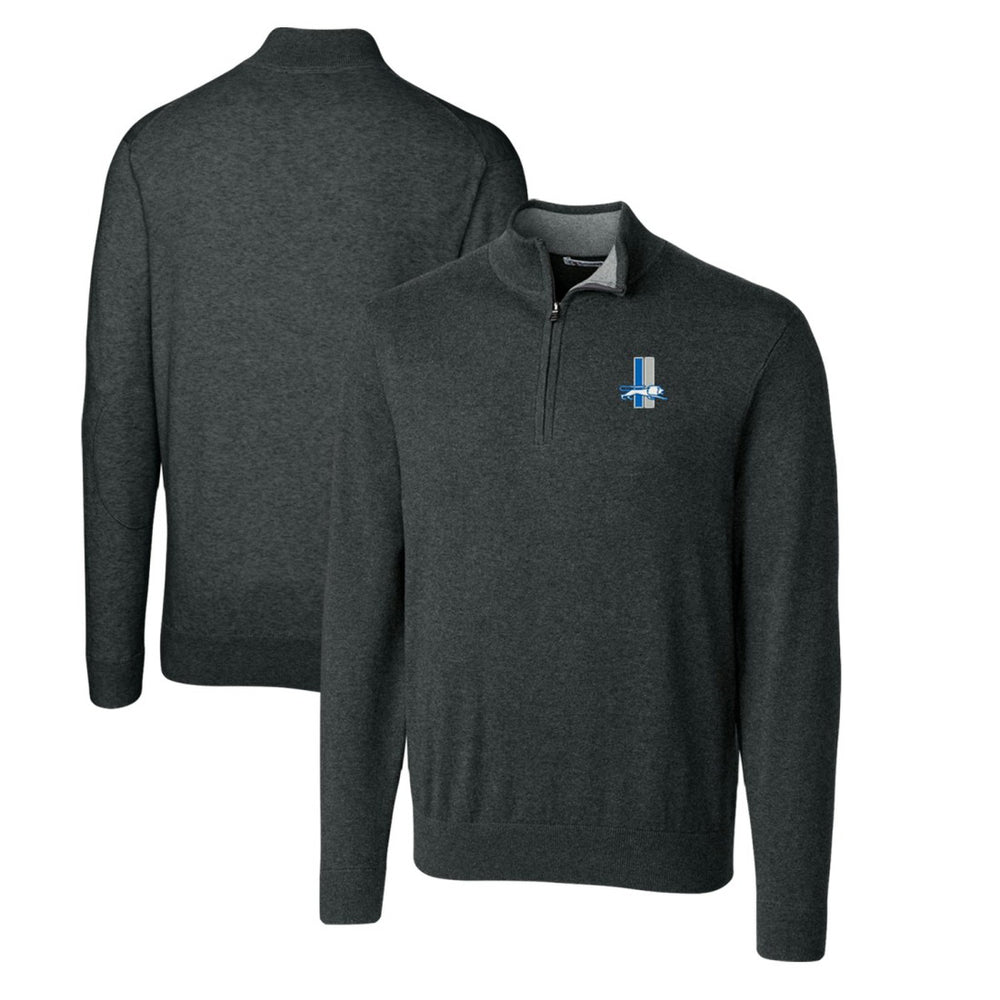 Detroit Lions Cutter & Buck Throwback Logo Lakemont Tri-Blend Big & Tall Quarter-Zip Pullover Sweater
