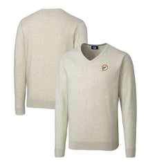 Miami Dolphins Cutter & Buck Throwback Logo Lakemont Tri-Blend Big & Tall V-Neck Pullover Sweater
