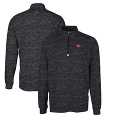San Francisco 49ers Cutter & Buck Throwback Logo Big & Tall Traverse Camo Print Stretch Quarter-Zip Pullover Top