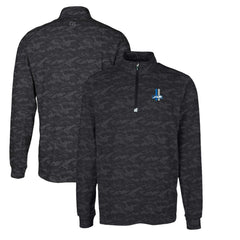 Detroit Lions Cutter & Buck Throwback Logo Big & Tall Traverse Camo Print Stretch Quarter-Zip Pullover Top