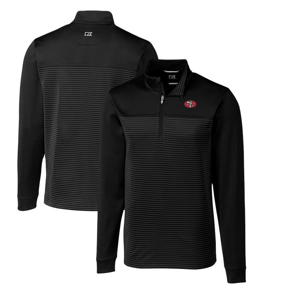 San Francisco 49ers Cutter & Buck Throwback Logo Traverse Stripe Stretch Quarter-Zip Big & Tall Pullover Top