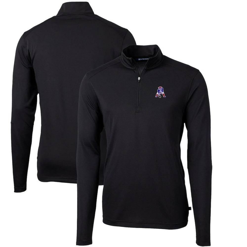 New England Patriots Cutter & Buck Throwback Logo Virtue Eco Pique Recycled Quarter-Zip Big & Tall Pullover Top
