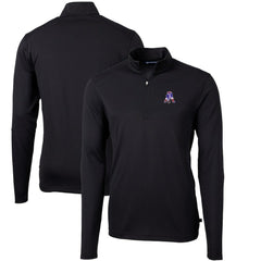 New England Patriots Cutter & Buck Throwback Logo Virtue Eco Pique Recycled Quarter-Zip Big & Tall Pullover Top