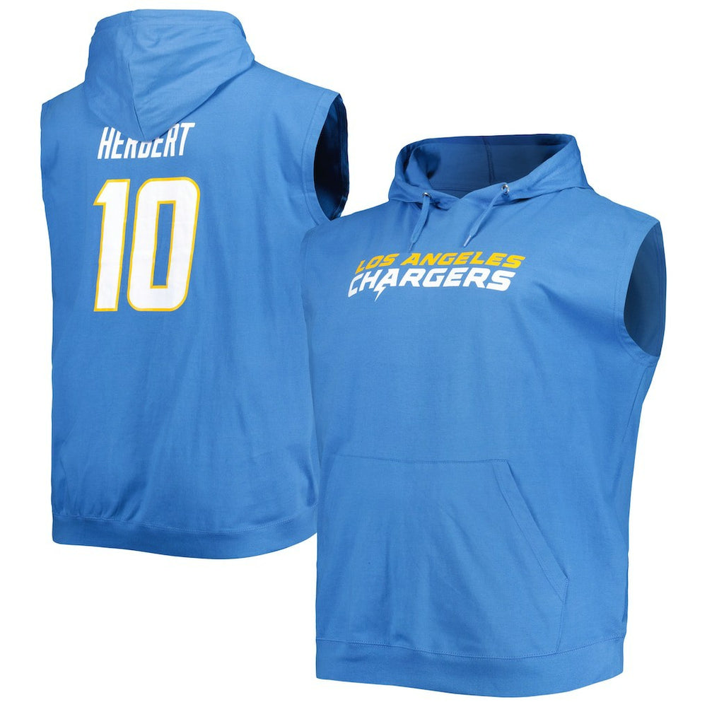 Los Angeles Chargers Justin Herbert Profile Big & Tall Muscle Pullover Hoodie