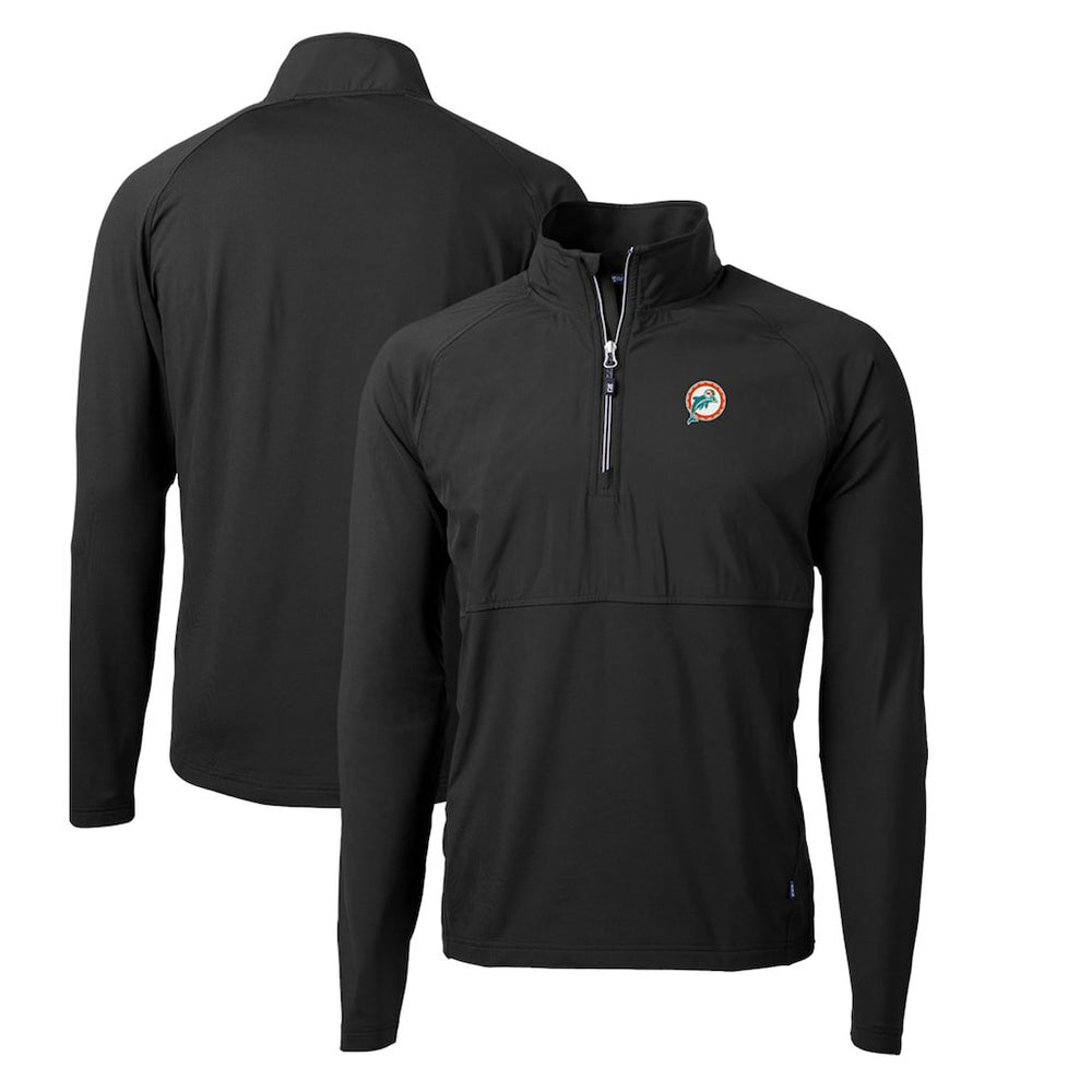 Miami Dolphins Cutter & Buck Adapt Eco Knit Hybrid Recycled Quarter-Zip Throwback Pullover Top