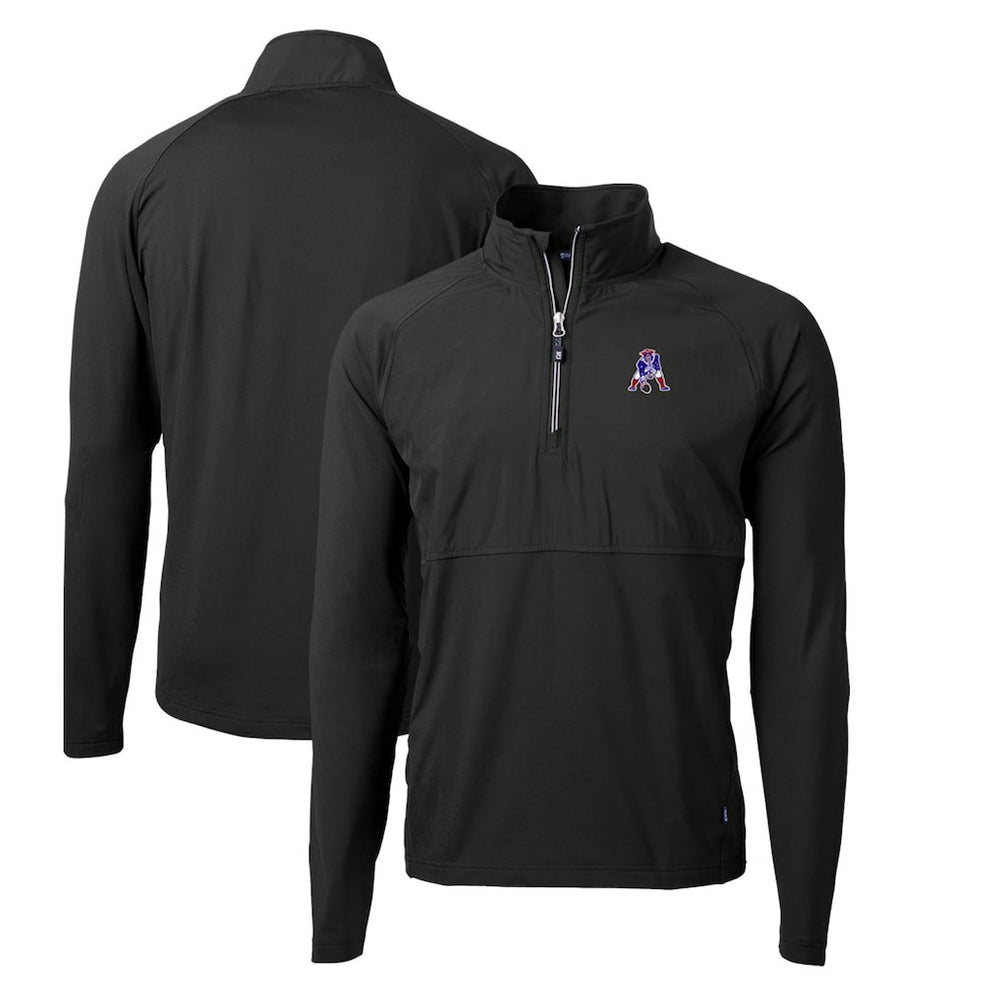 New England Patriots Cutter & Buck Adapt Eco Knit Hybrid Recycled Quarter-Zip Throwback Pullover Top