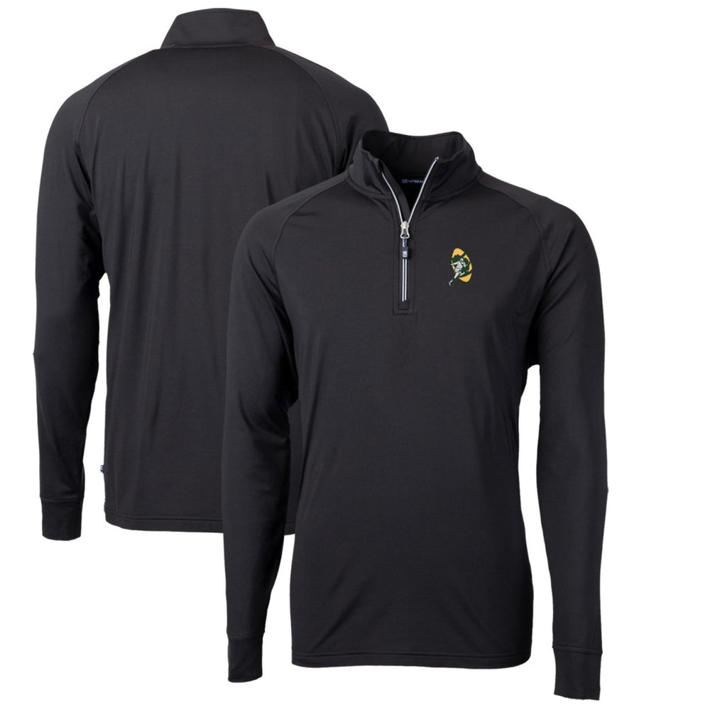 Green Bay Packers Cutter & Buck Adapt Eco Knit Stretch Recycled Quarter-Zip Throwback Pullover Top