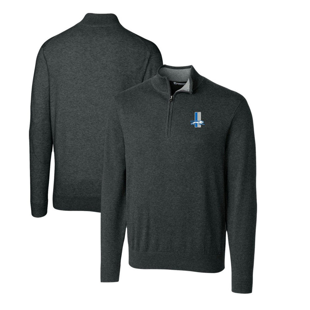Detroit Lions Cutter & Buck Throwback Logo Lakemont Tri-Blend Quarter-Zip Pullover Sweater