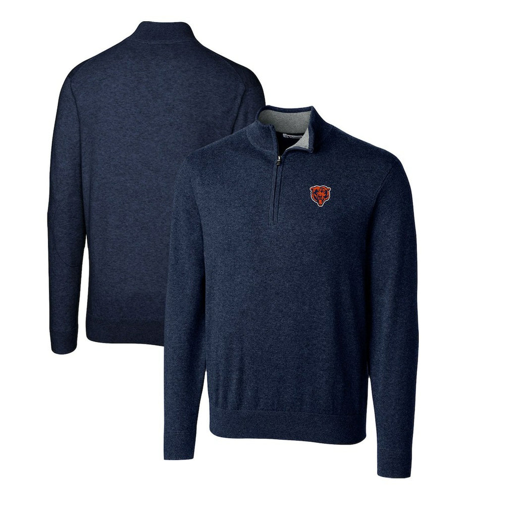 Chicago Bears Cutter & Buck Throwback Logo Lakemont Tri-Blend Quarter-Zip Pullover Sweater