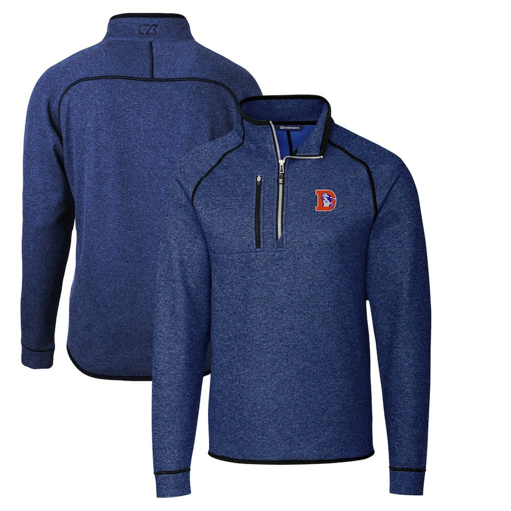 Denver Broncos Cutter & Buck Throwback Logo Mainsail Sweater-Knit Half-Zip Pullover Jacket