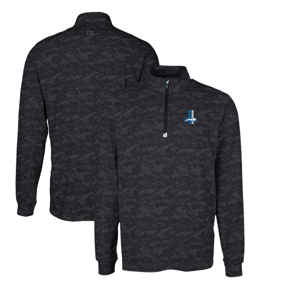Detroit Lions Cutter & Buck Throwback Logo Traverse Camo Print Stretch Quarter-Zip Pullover Top