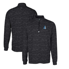 Detroit Lions Cutter & Buck Throwback Logo Traverse Camo Print Stretch Quarter-Zip Pullover Top