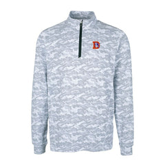 Denver Broncos Cutter & Buck Throwback Logo Traverse Camo Print Stretch Quarter-Zip Pullover Top